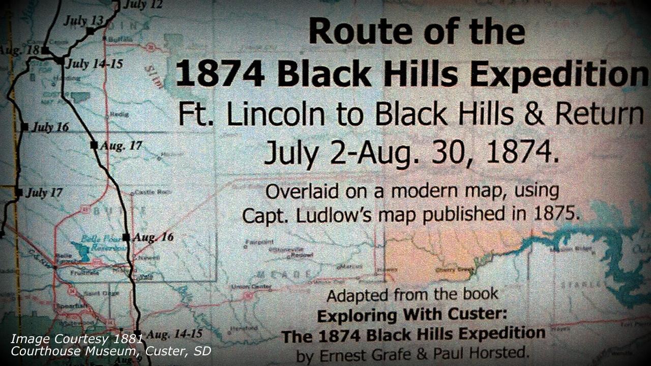 Decorative - map of 1874 Black Hills Expedition. 