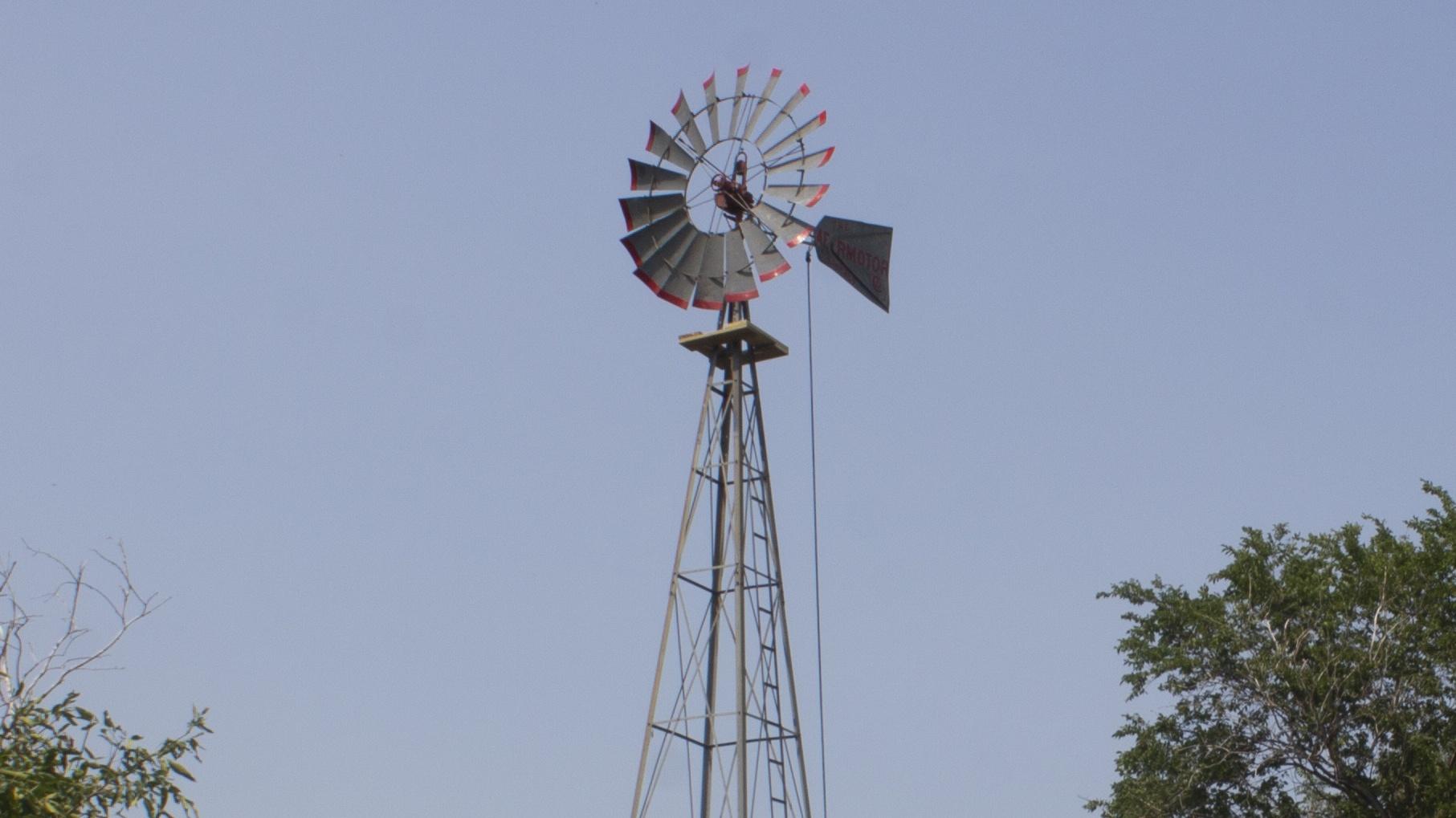 Closeup photo of a windmill.  