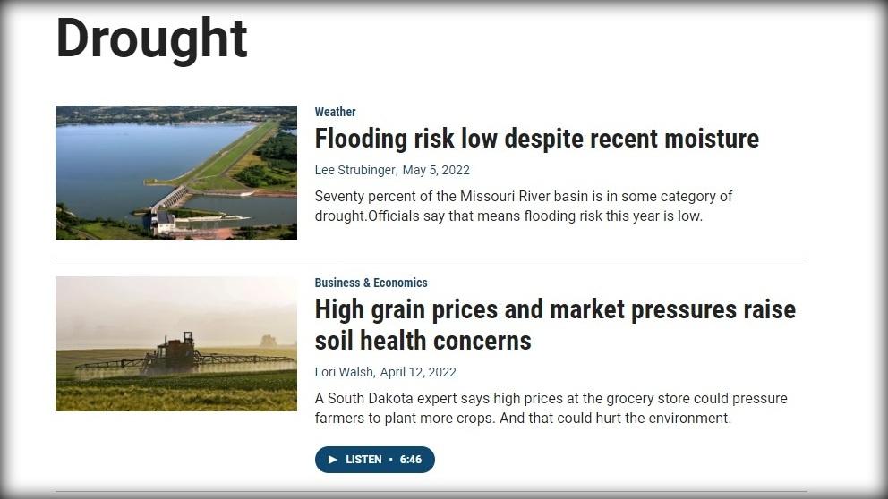 Decorative screenshot of the drought news blog at sdpb.org