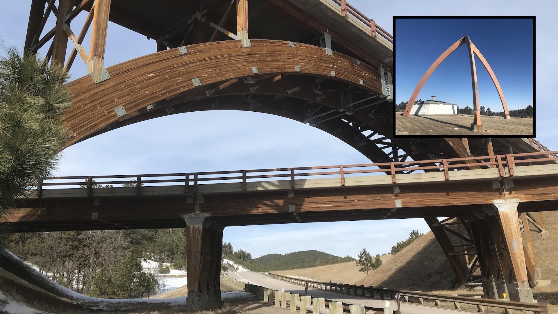 The Keystone Wye and the Highway 16 arch. 