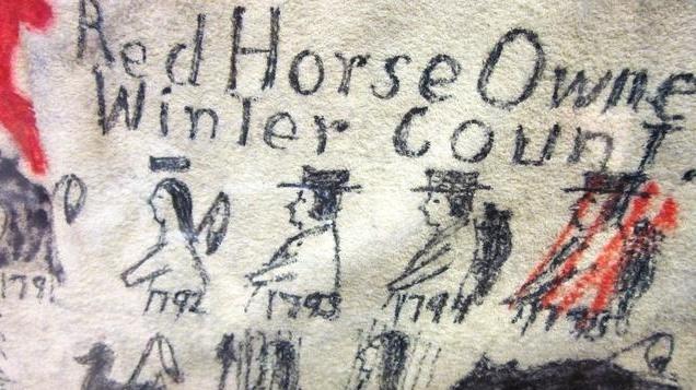 Closeup of Red Horse's Winter Count.