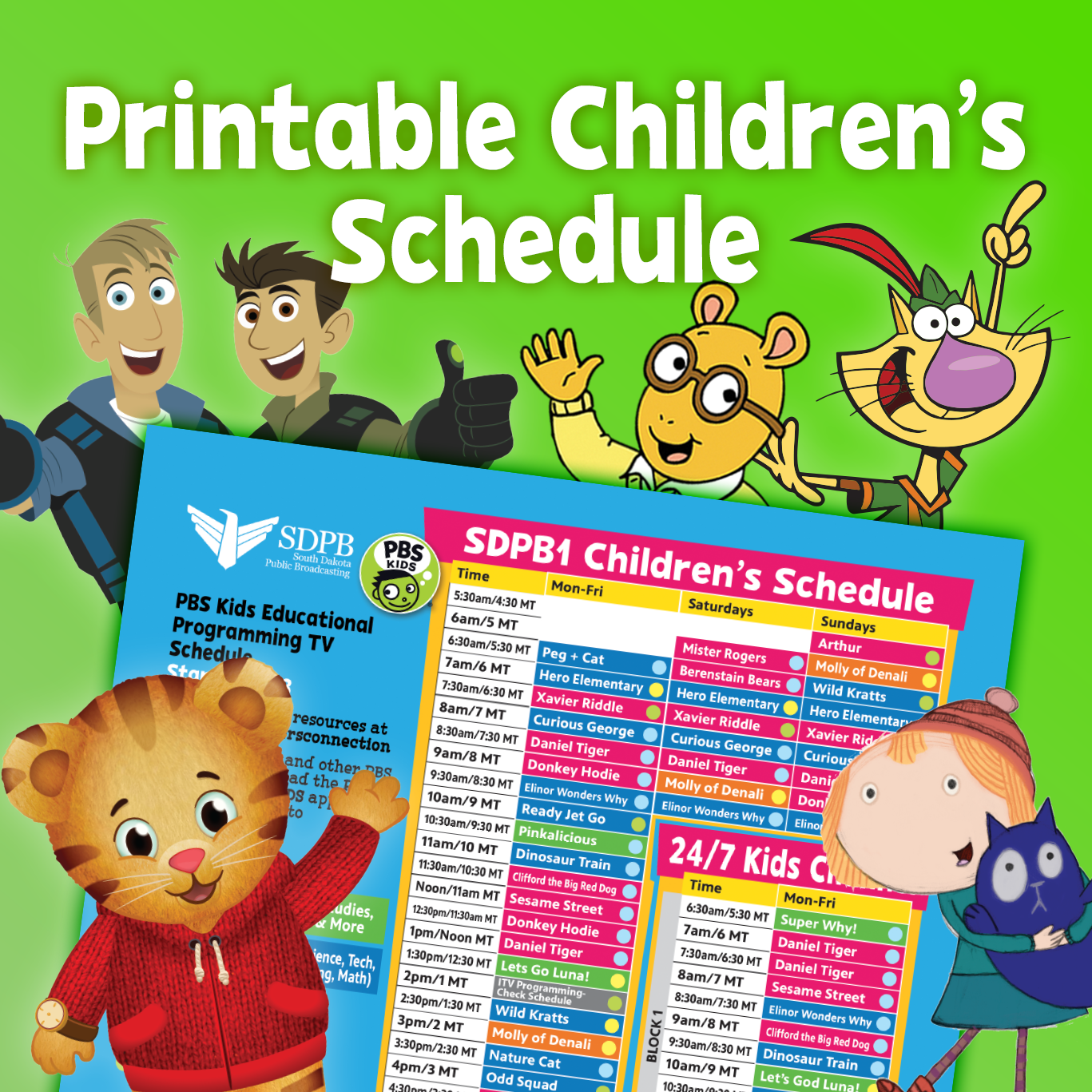 SDPB1 Printable Childrens Schedule