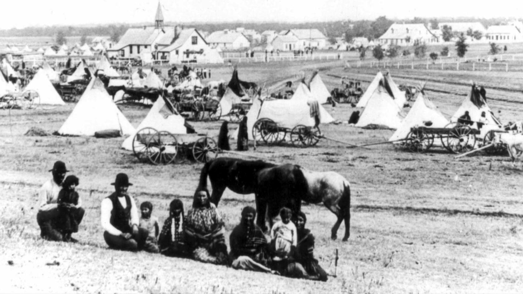 Archival photos of a Native American Reservation. 
