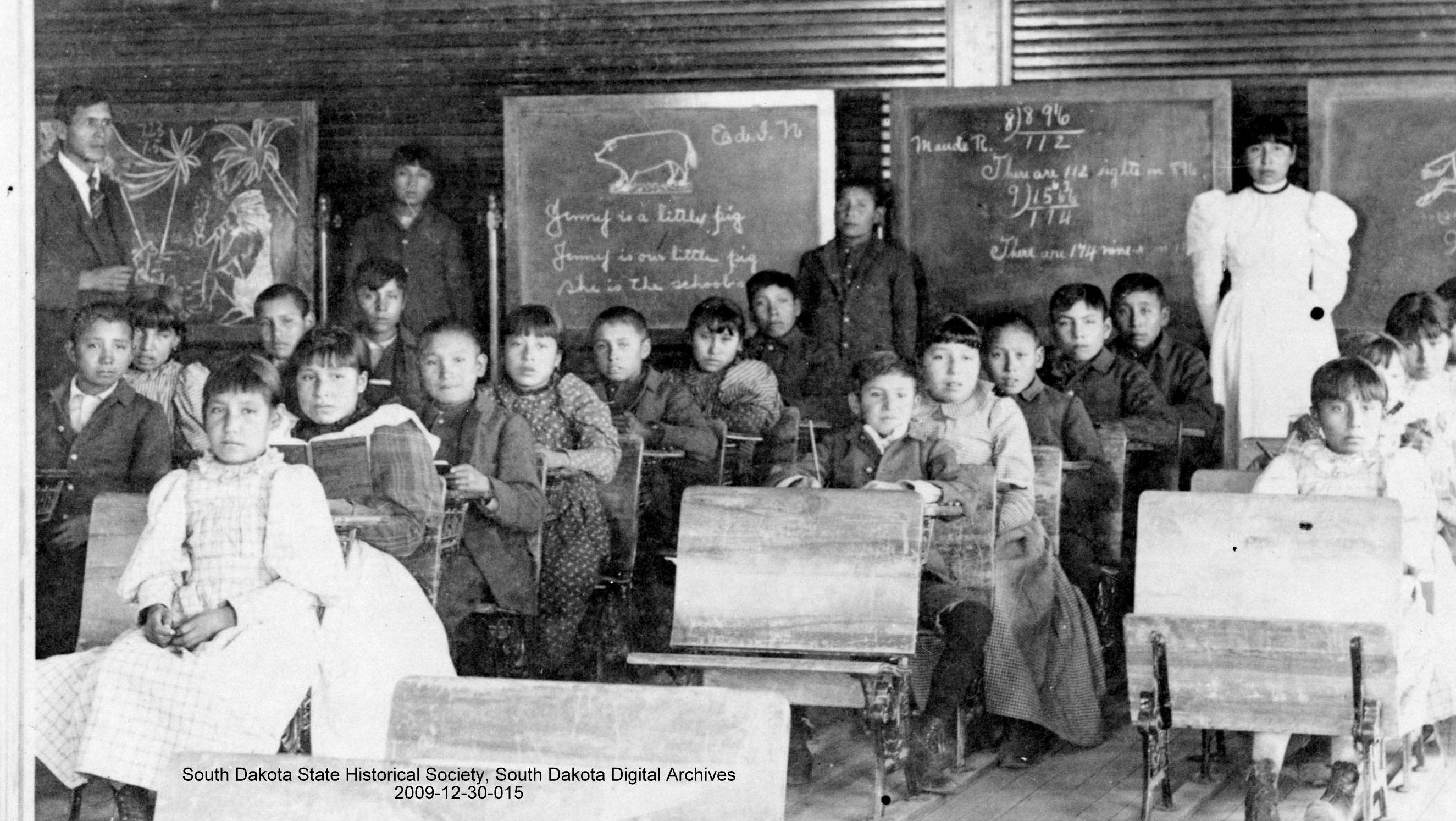 Archival boarding school classroom photo. 