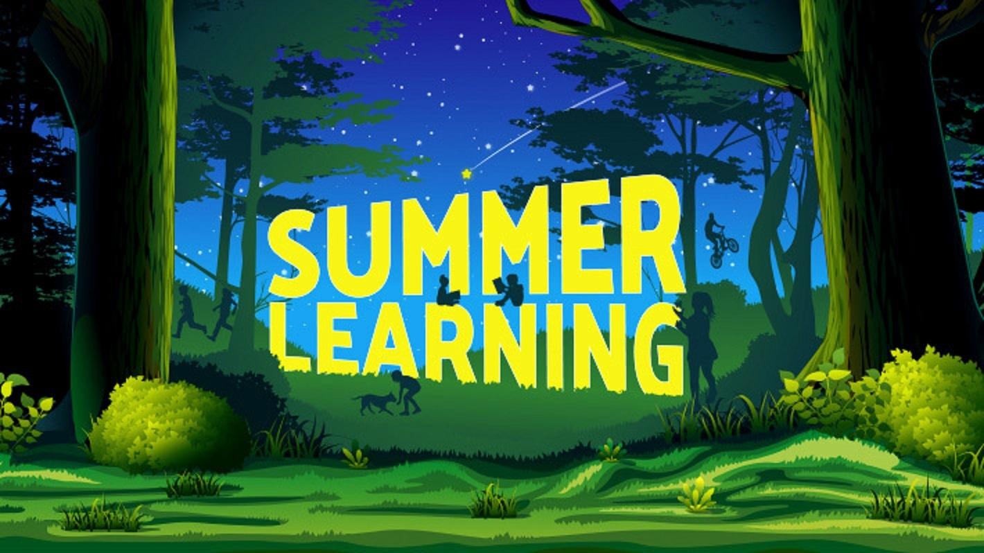 Summer of Learning graphic - outside scene at night. 