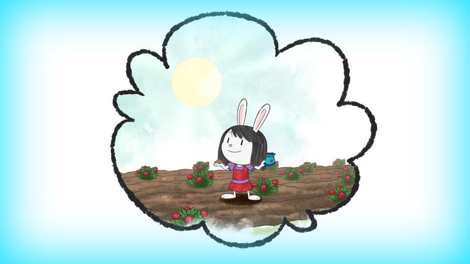 Picture of Elinor from PBS KIDS. She is standing in a garden. 