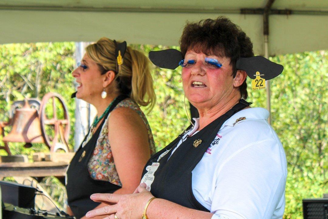 carla ahern and judy williams perform the divine bovines bigfork