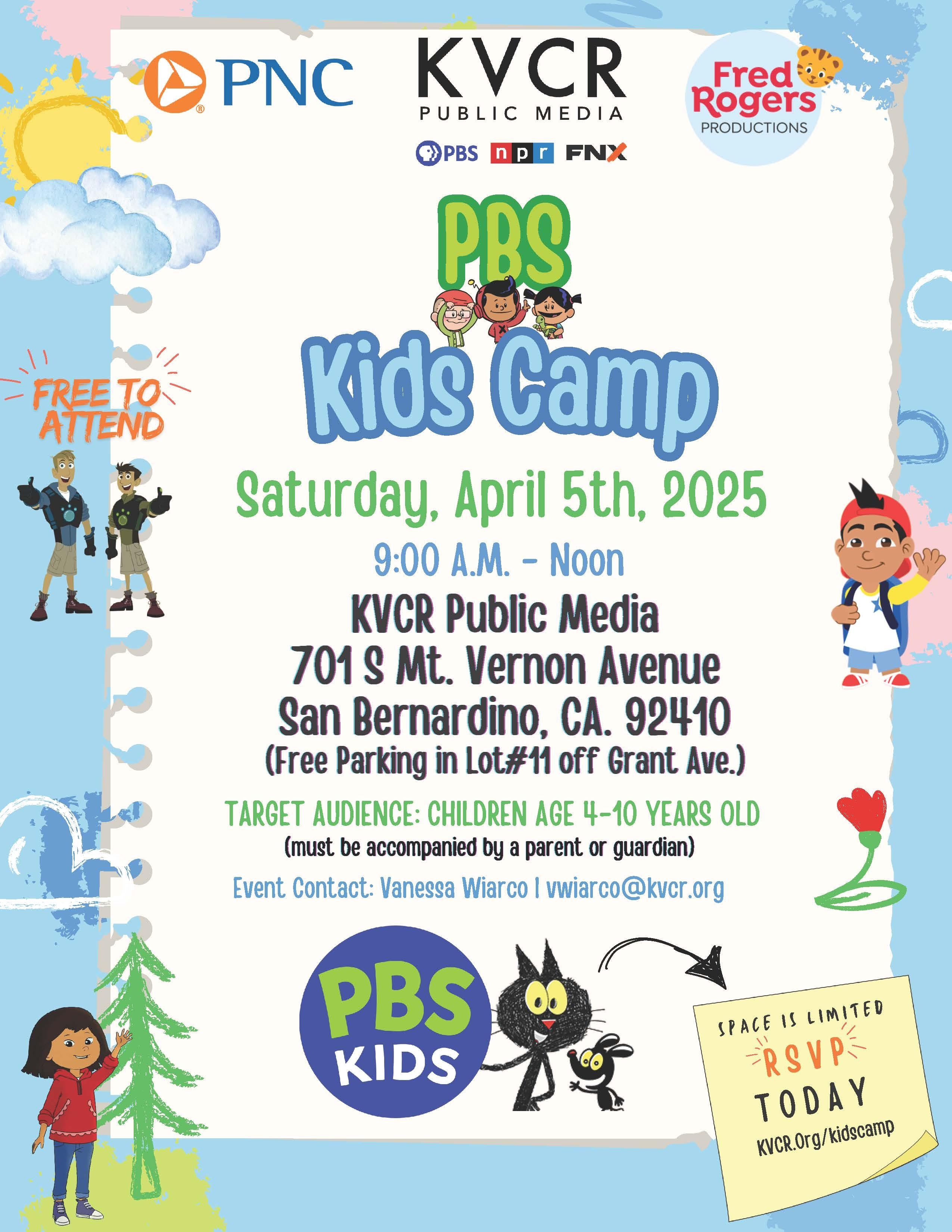 KVCR Public Media PBS Kids Camp Flier