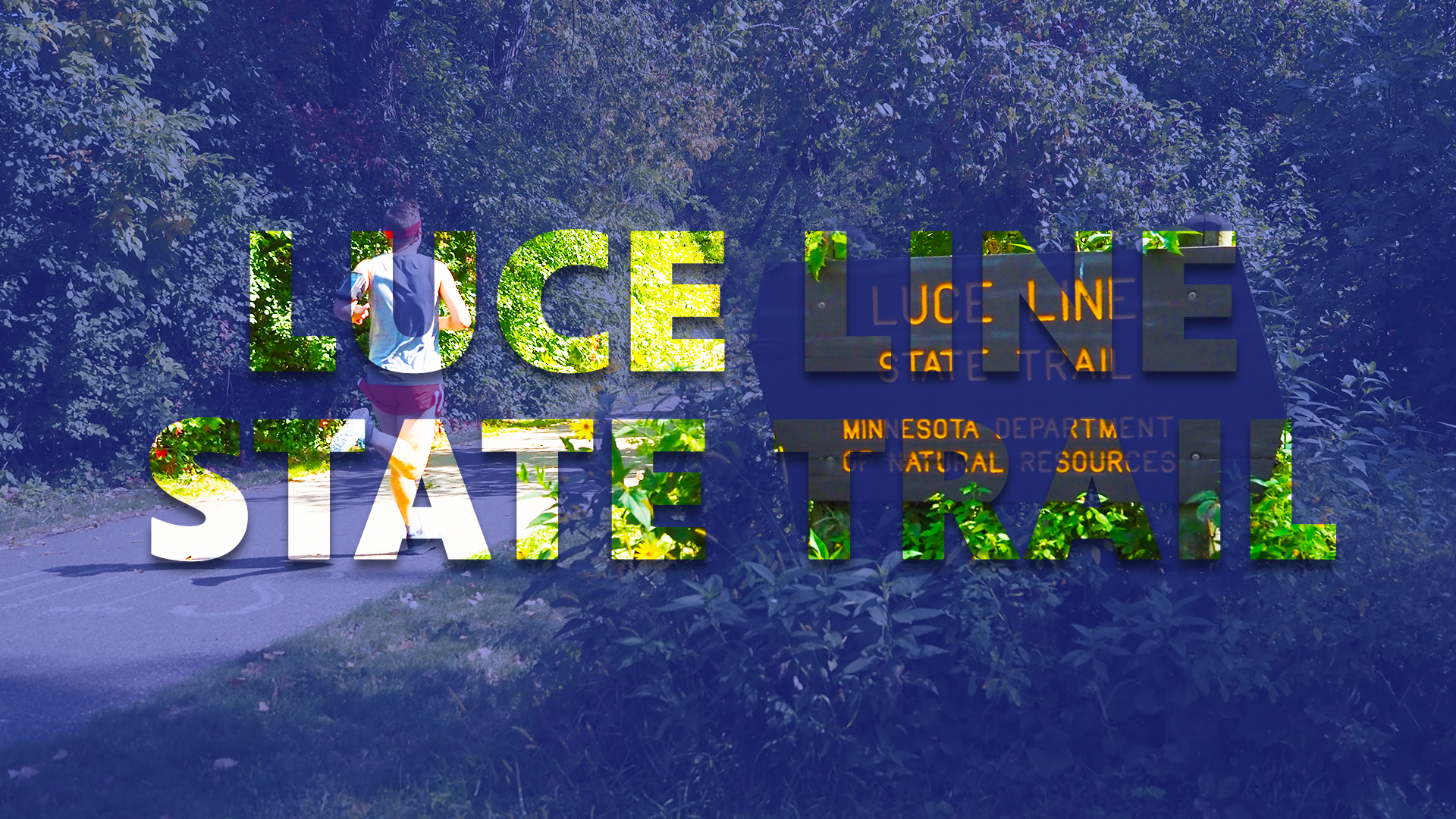 Photo of Mikah Meyer running on the Luce Line State Trail.