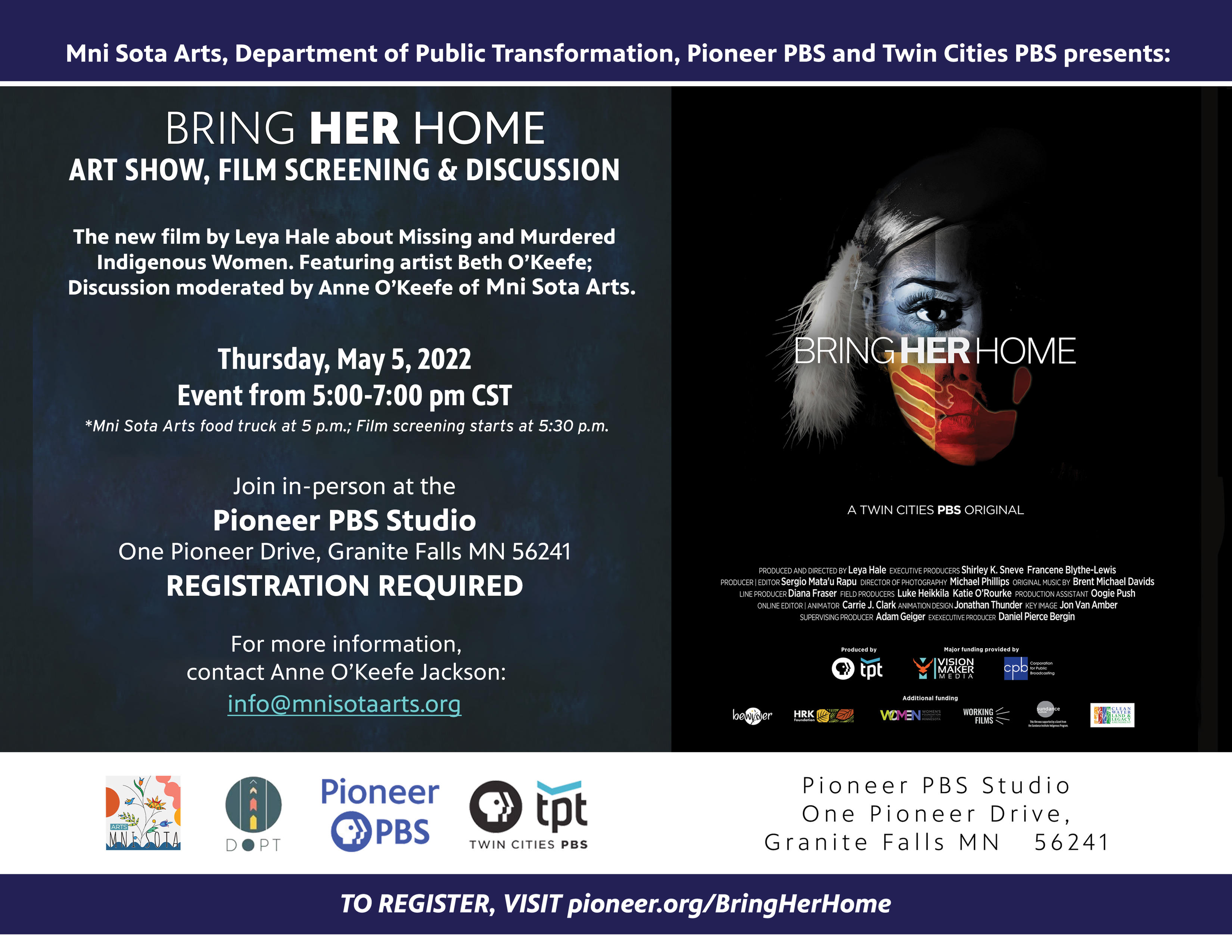 “Bring Her Home” film screening and discussion of Leya Hale’s new film about Missing and Murdered Indigenous Women