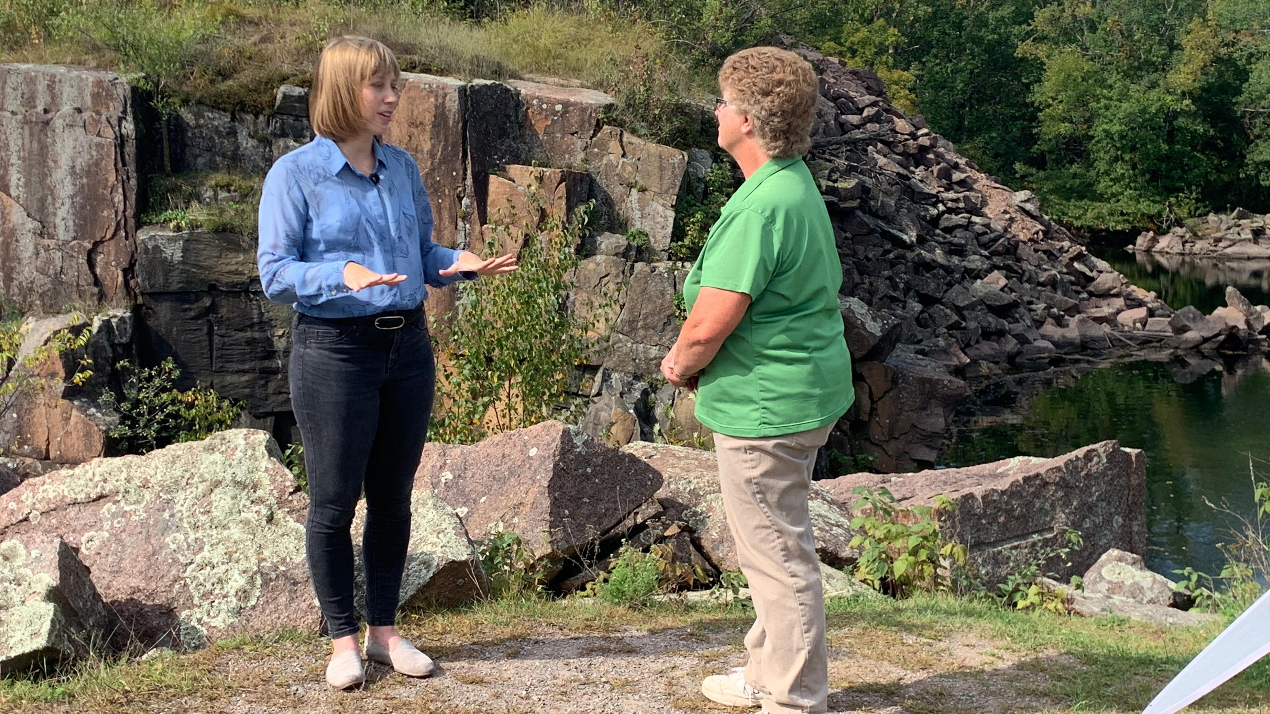 Mary Holm with Caitlin Carlson of the Stearns History Museum.