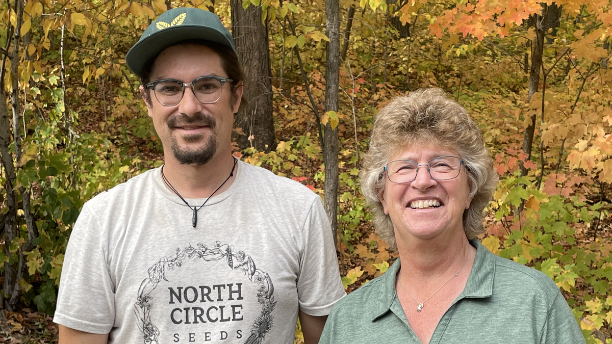 PY&G Host Mary Holm with Zachary Paige of North Circle Seeds