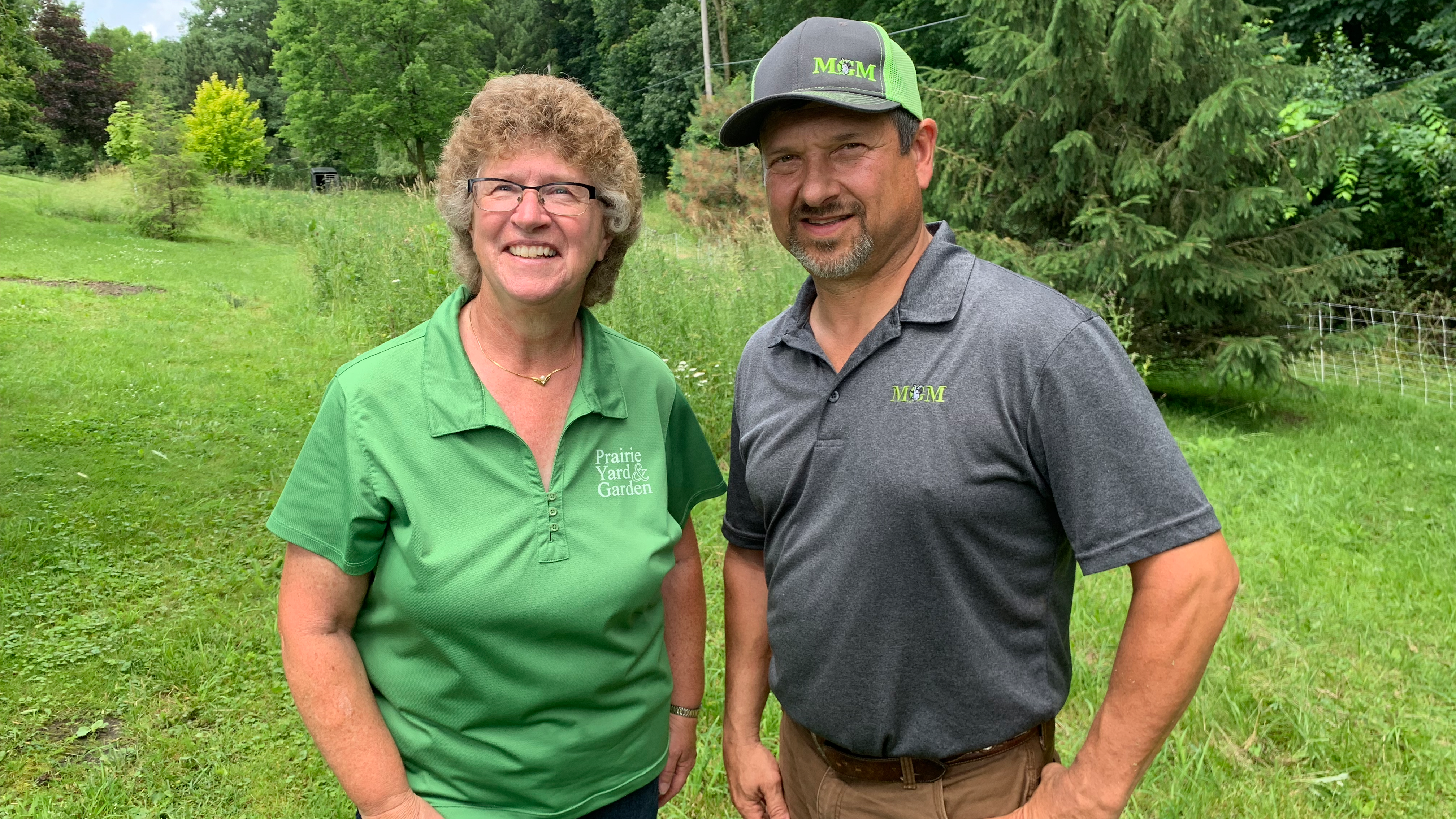 Host Mary Holm with Tom Sonenstahl of Midwest Goat Mitigation.