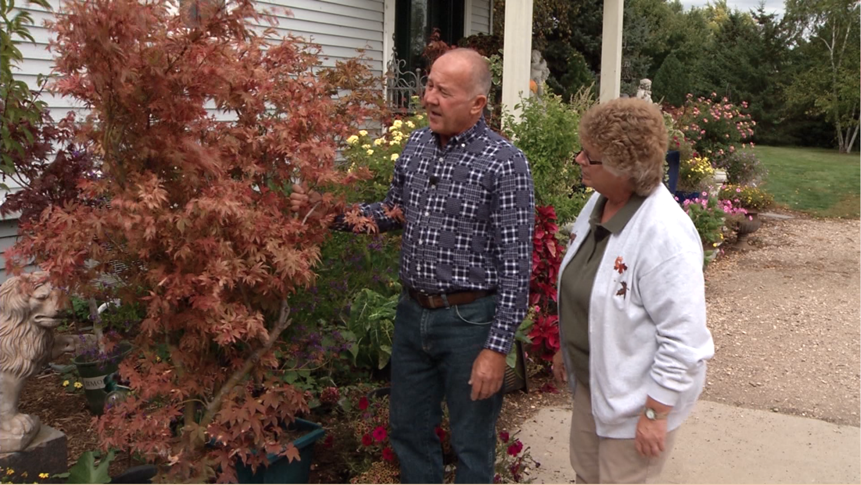 Host Mary Holm visits with Bernie Angus.
