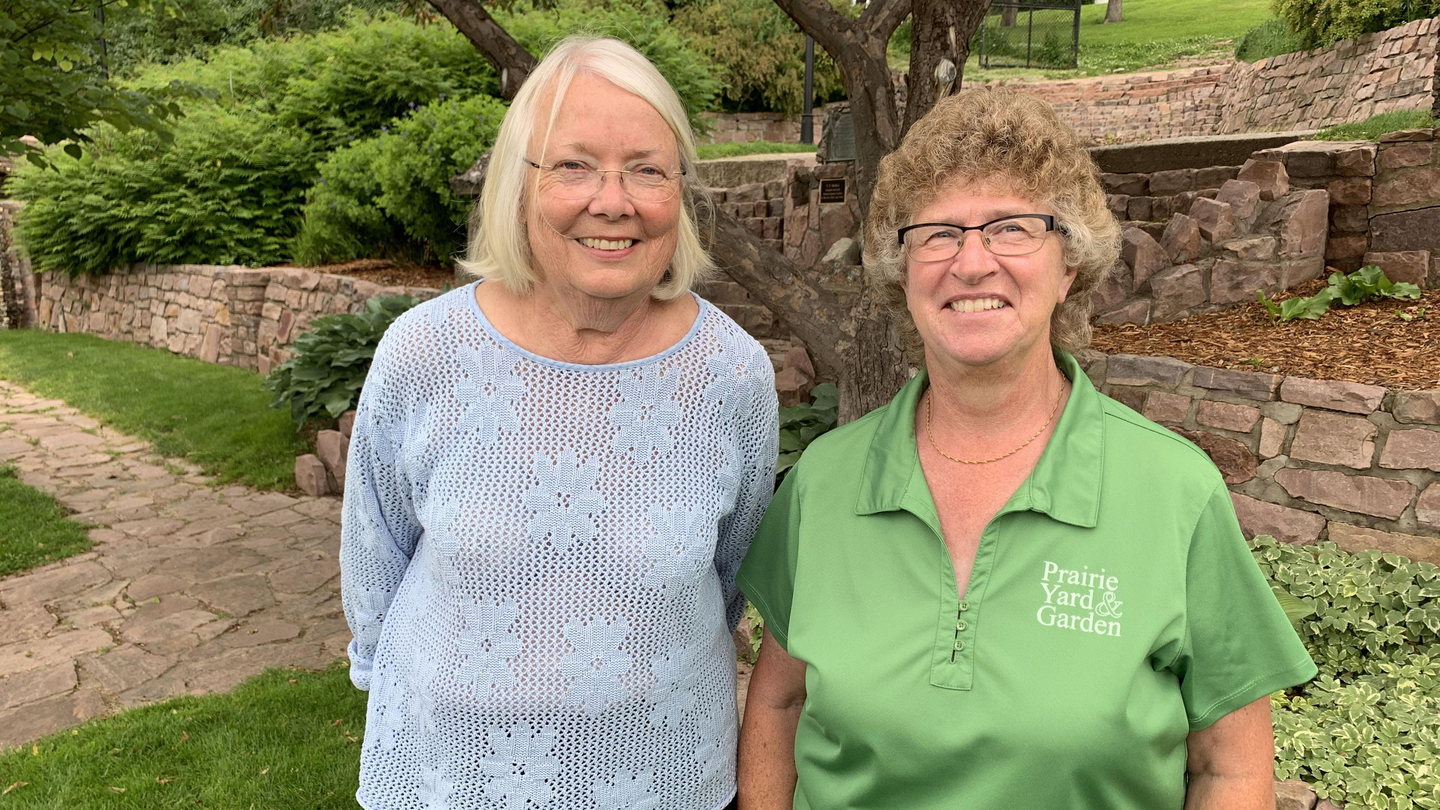 Volunteer Mary Ellen Connelly with Mary Holm at theShoto-Teien Japanese Gardens in Sioux Falls. 
