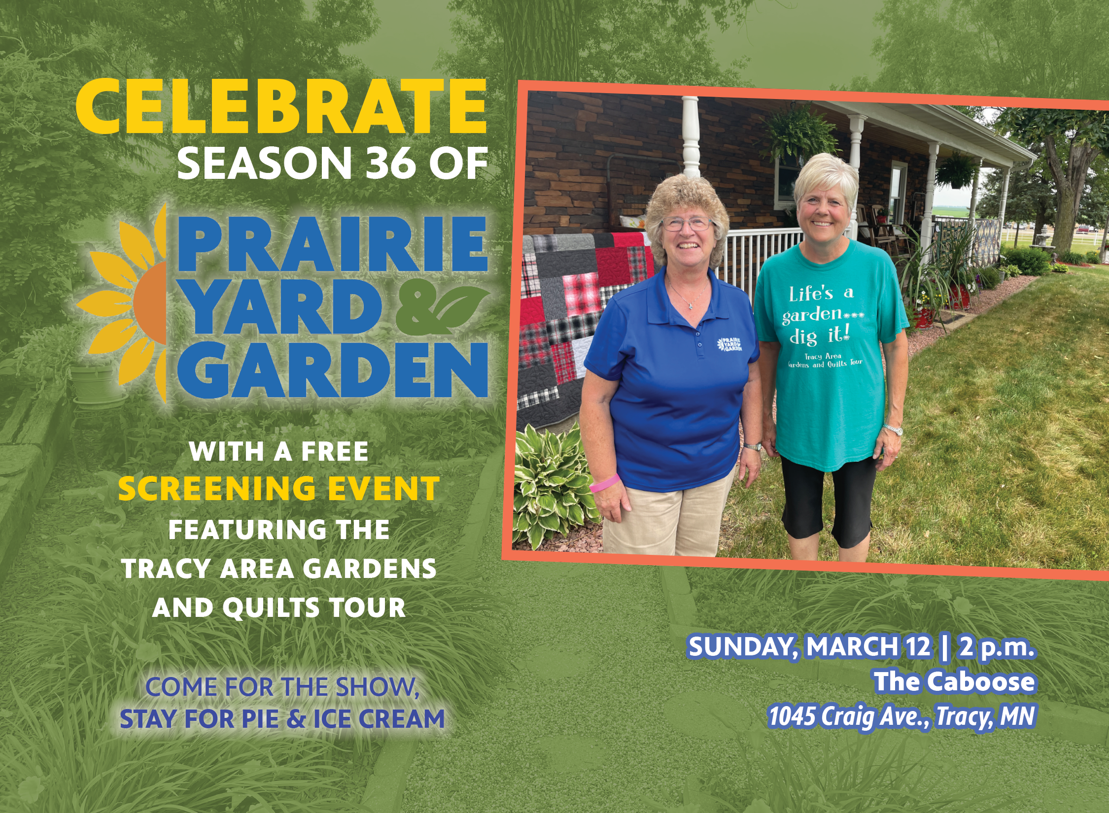 “Tracy Area Gardens and Quilts Tour” screening event on March 12 in Tracy