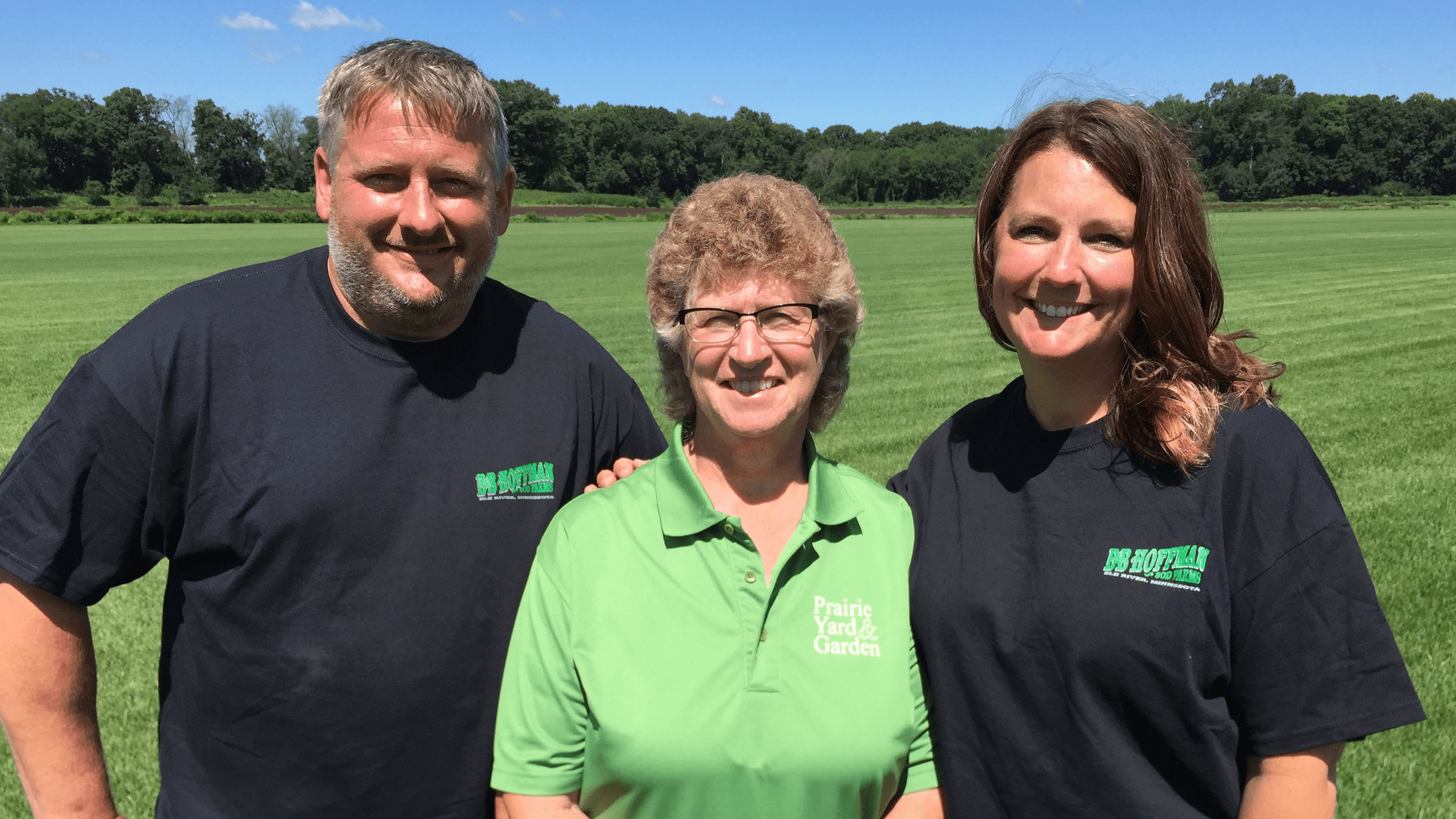 Host Mary Holm with owners of B&B Hoffman Sod Farms.