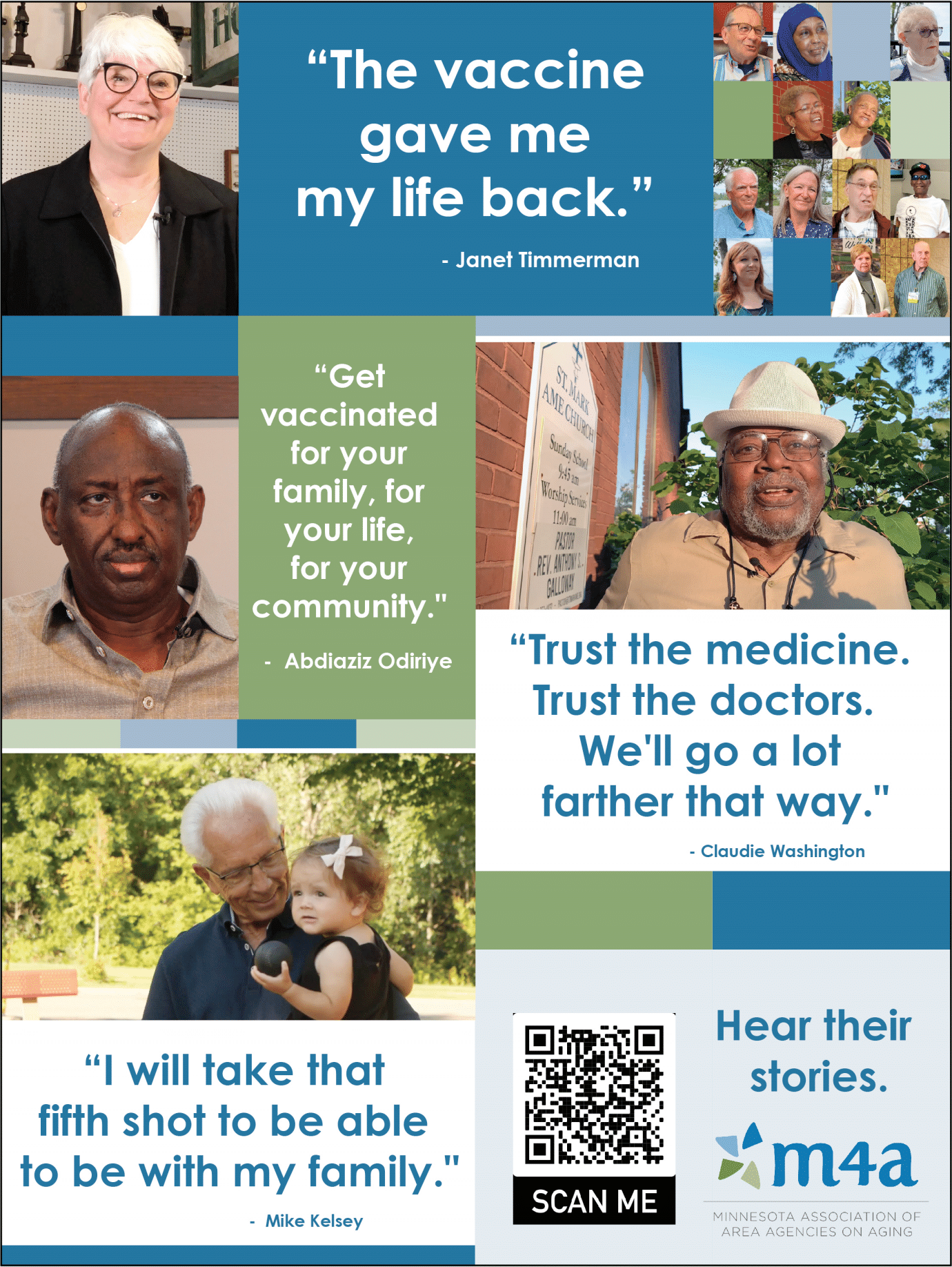Hear their stories. Get vaccinated at m4a.com