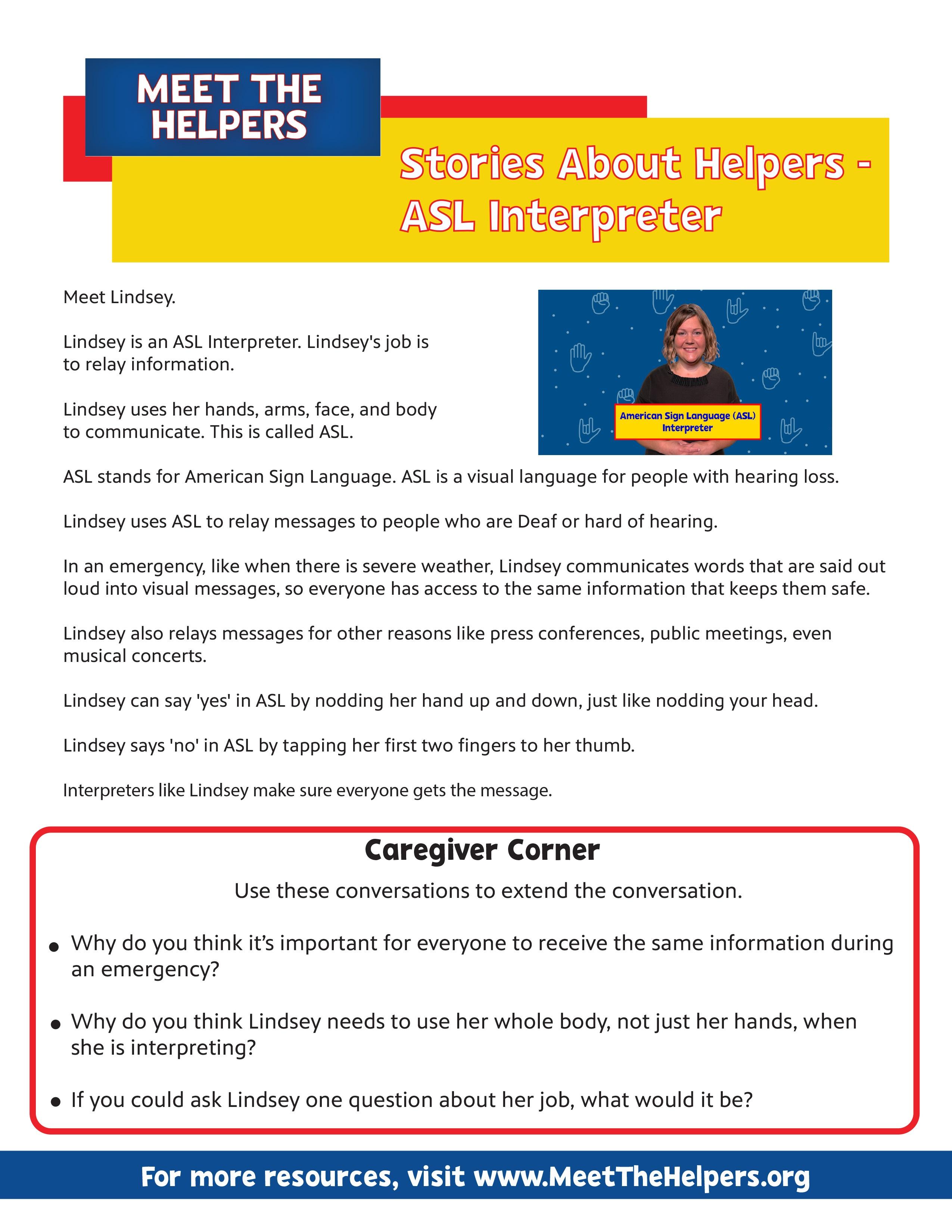 ASL Interpreter Non-Fiction Story