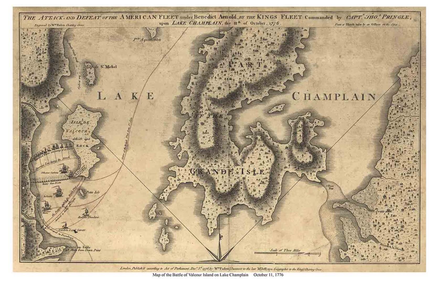 1776 map of Lake Champlain
