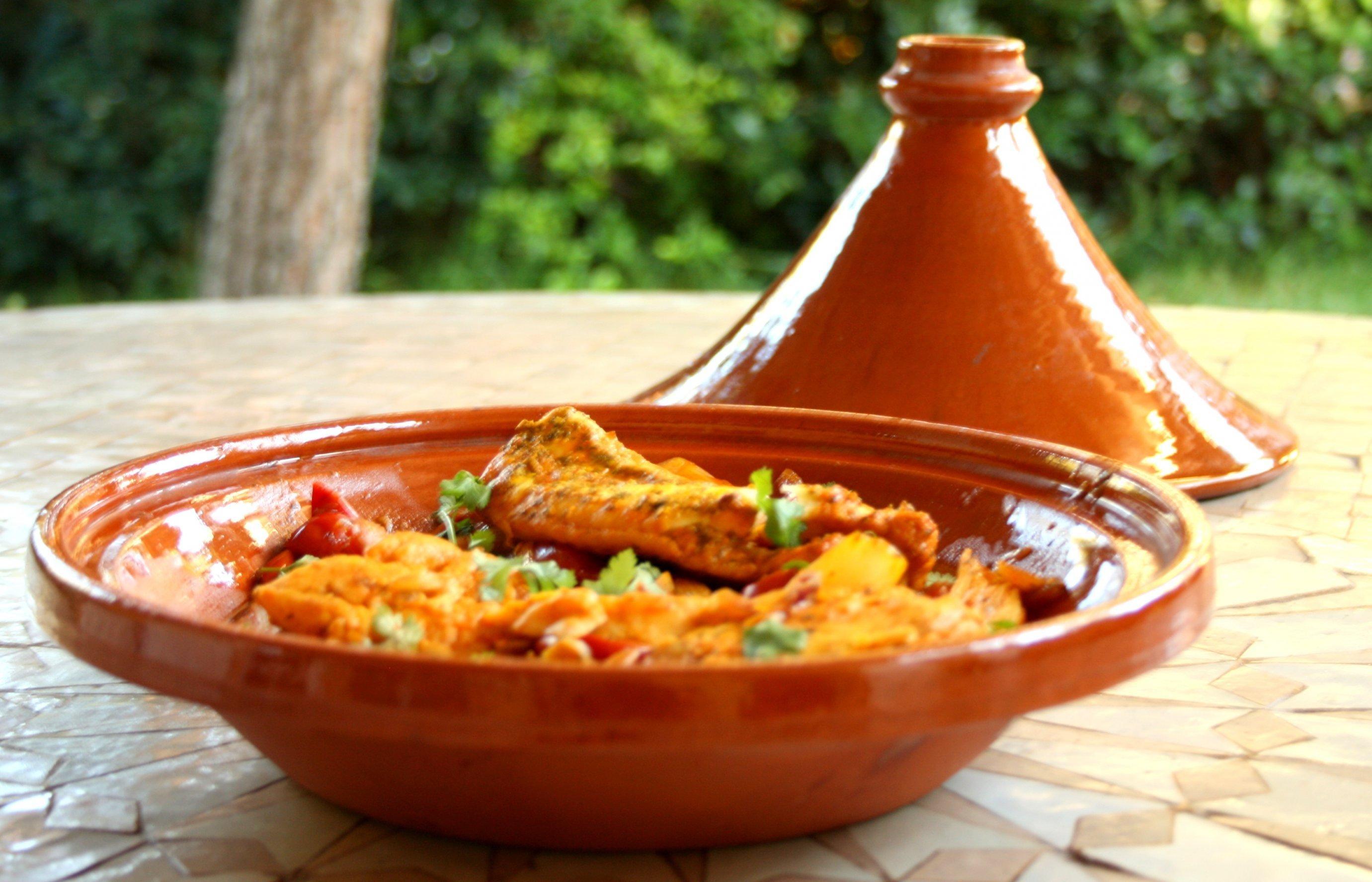 ceramic bowl with Moroccan-Inspired Chicken Stew