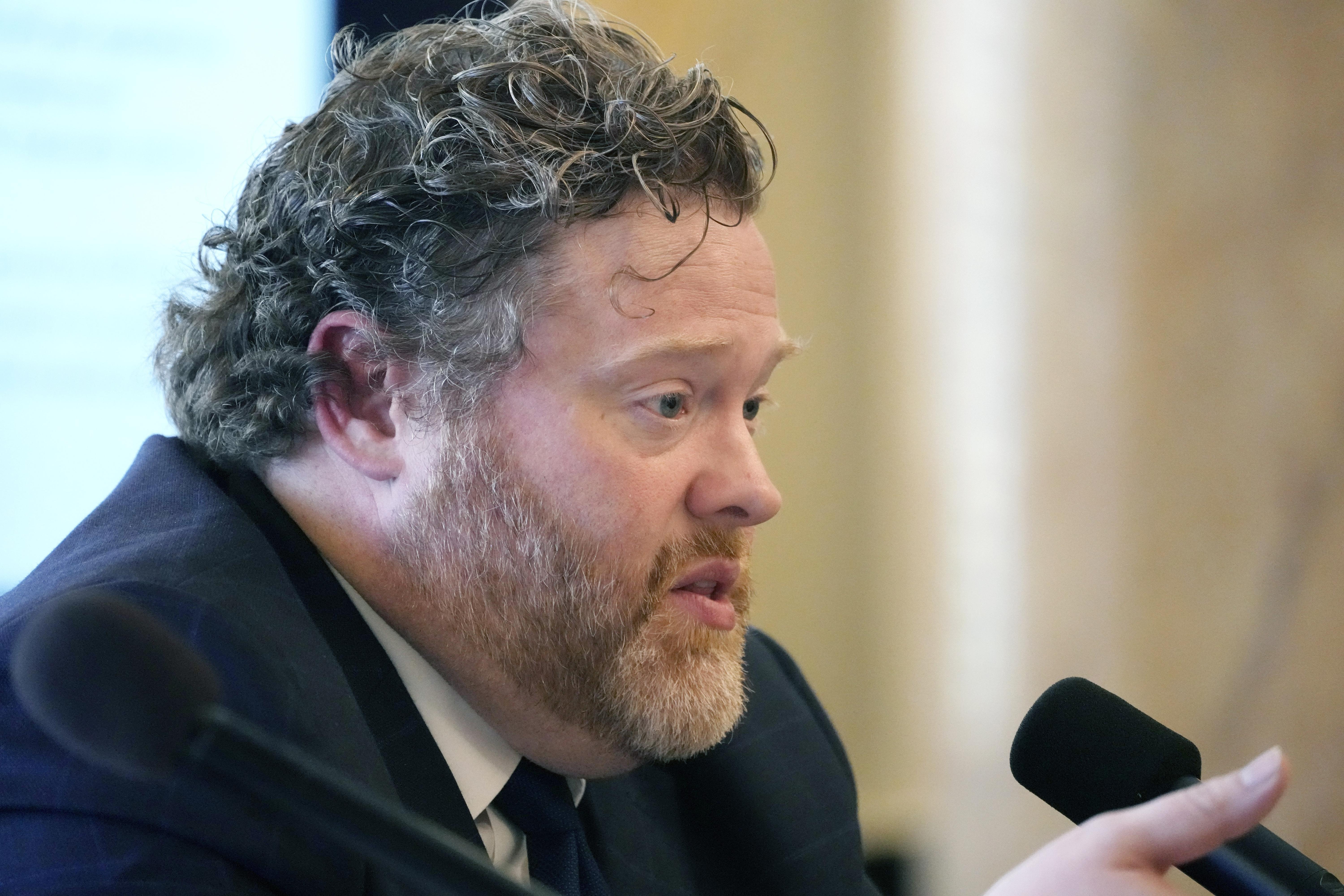 Drew Snyder, executive director of the Mississippi Division of Medicaid, gives members of the House of Representatives Medicaid Committee an outline of the state's Medicaid program at the Mississippi Capitol, Feb. 7, 2024, in Jackson, Miss.