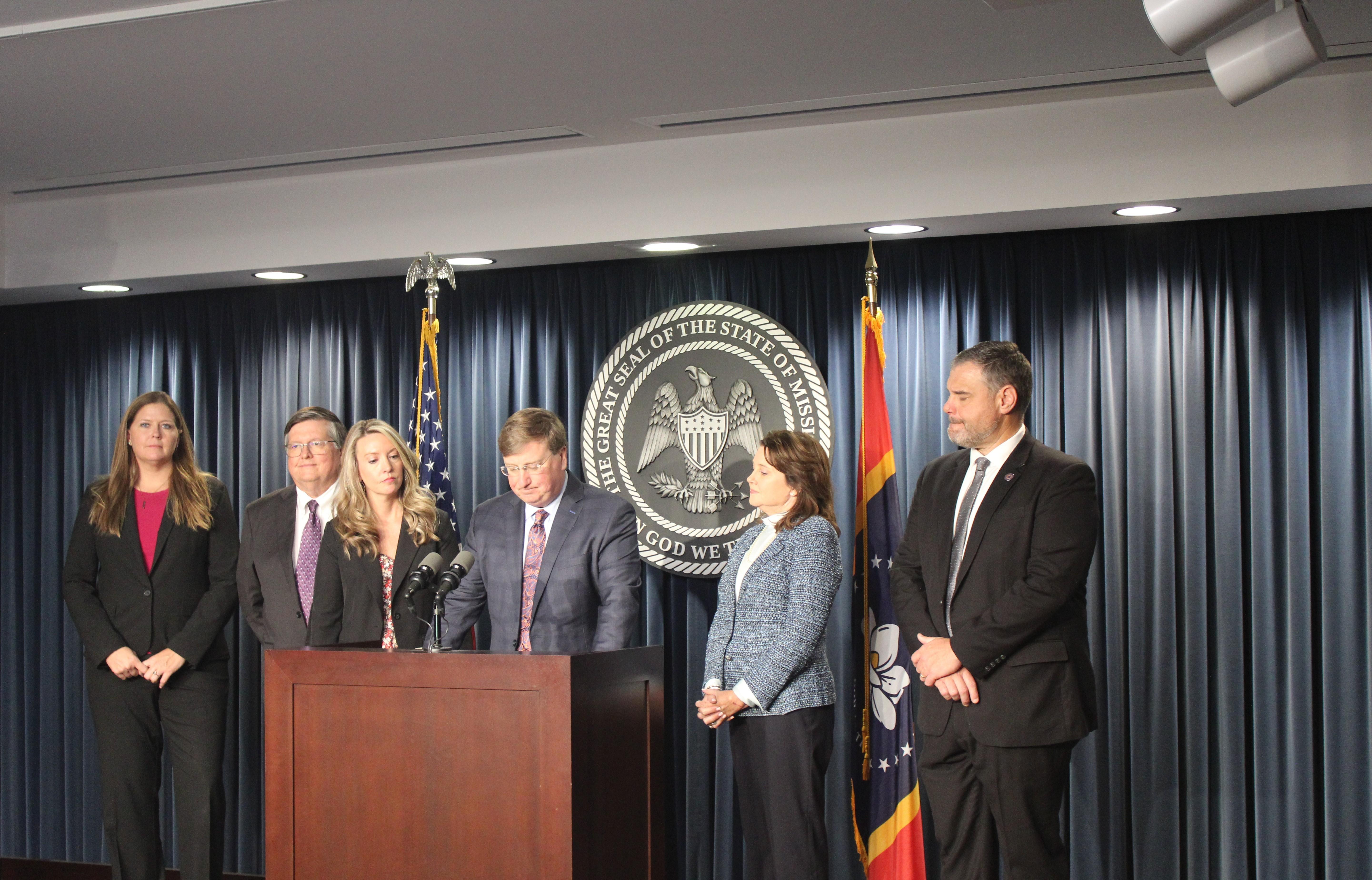Mississippi Governor Tate Reeves delivers remarks on the state's submission to a rural health fund.