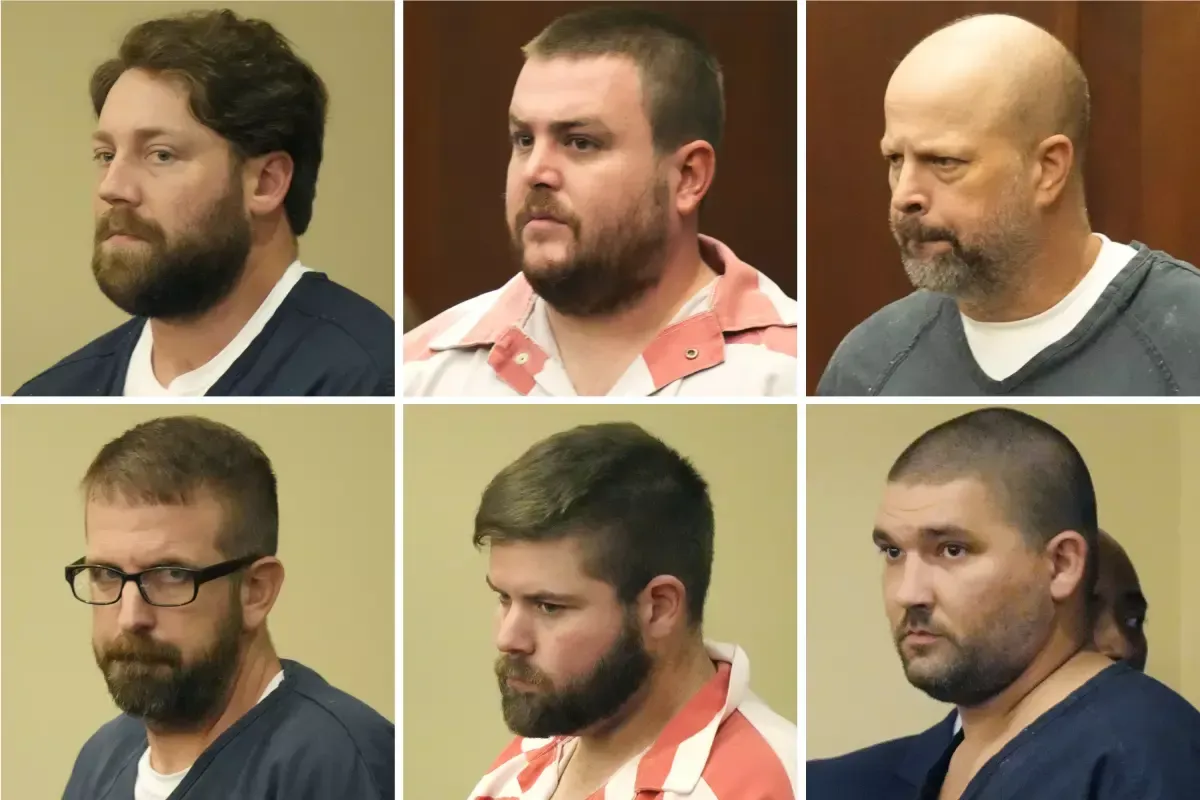 Six men convicted in the 'Goon Squad' scandal are seen.