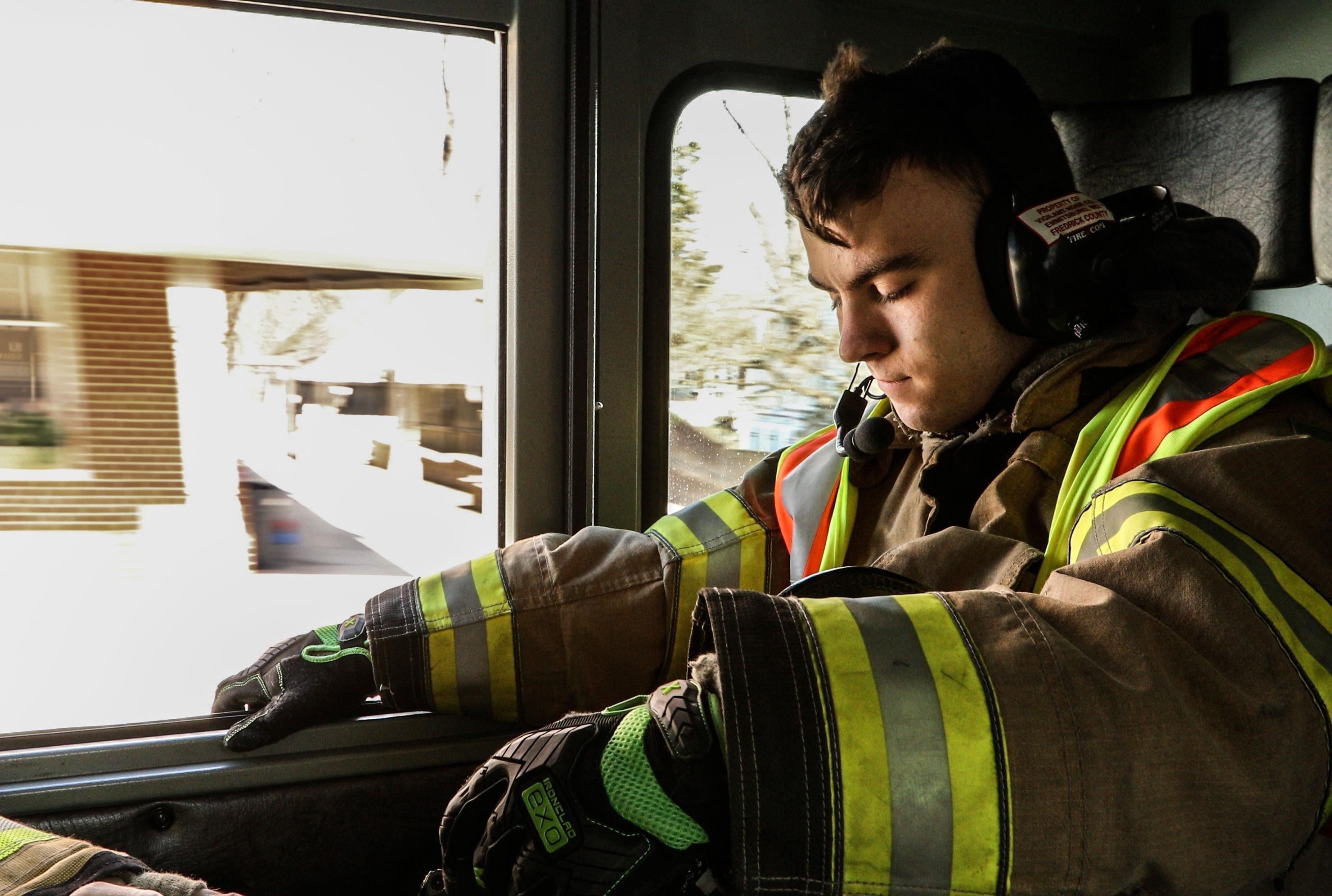 Firefighter on way to call