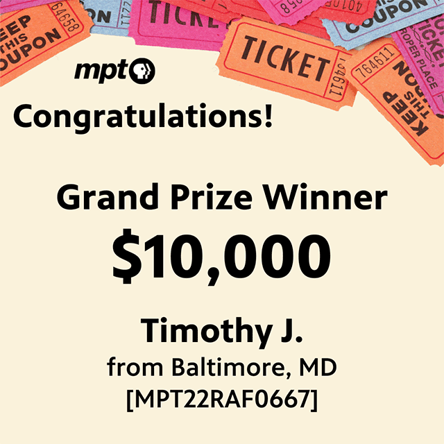 MPT Raffle Grand Prize Winner Timothy J from Baltimore