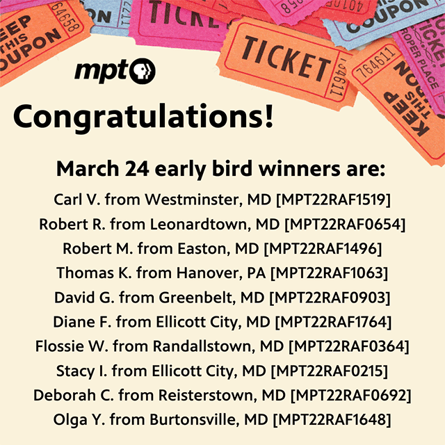MPT Raffle Early Bird Winners 3/24/2022