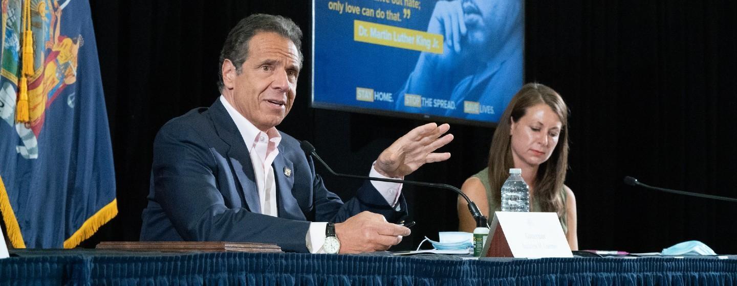 Governor Andrew Cuomo addresses the press