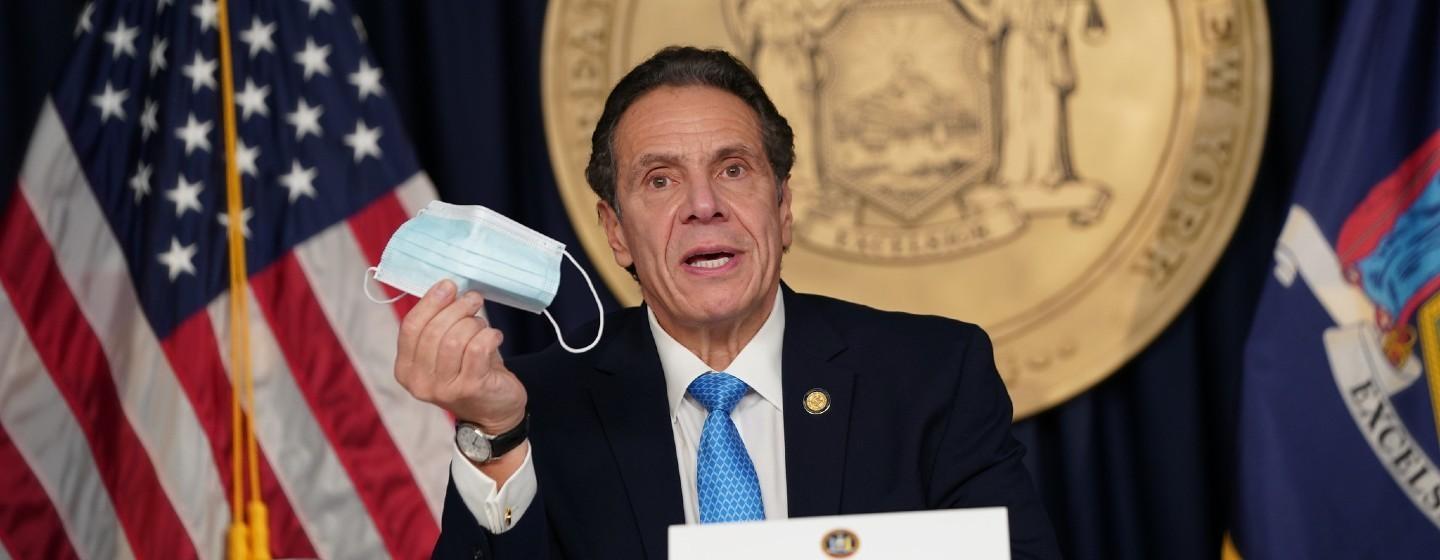 Gov. Andrew Cuomo speaks to reporters on Monday, Nov. 30, 2020.