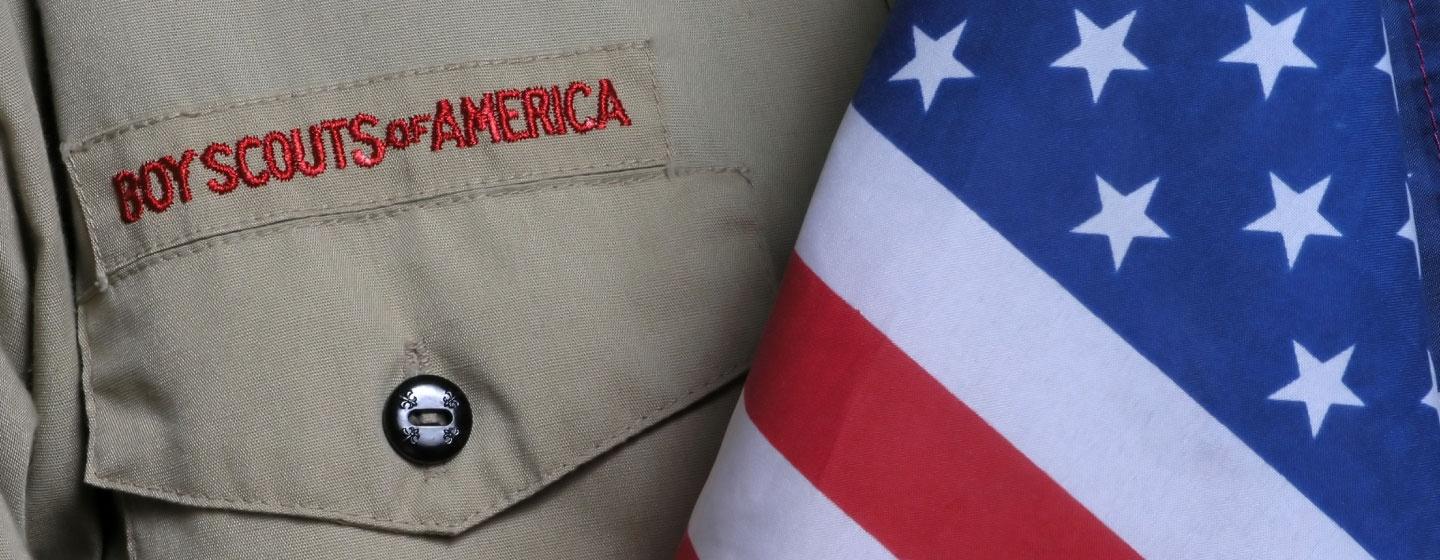 Boy Scouts of America Uniform with an American Flag