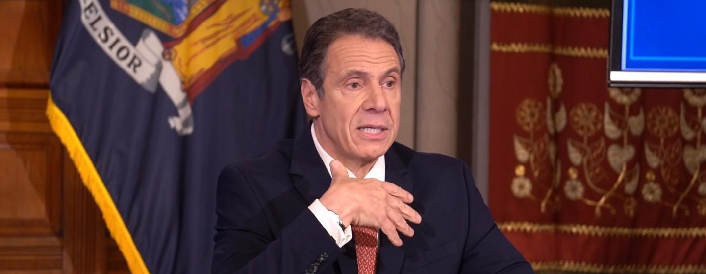 Gov. Andrew Cuomo speaks to reporters