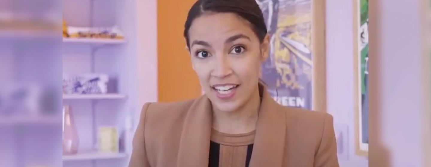 Rep. Alexandria Ocasio-Cortez in a screengrab from a video from Twitter
