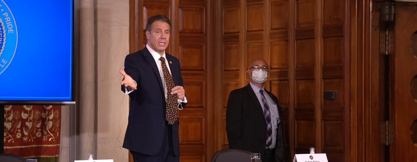 Gov. Cuomo speaks to reporters in Albany