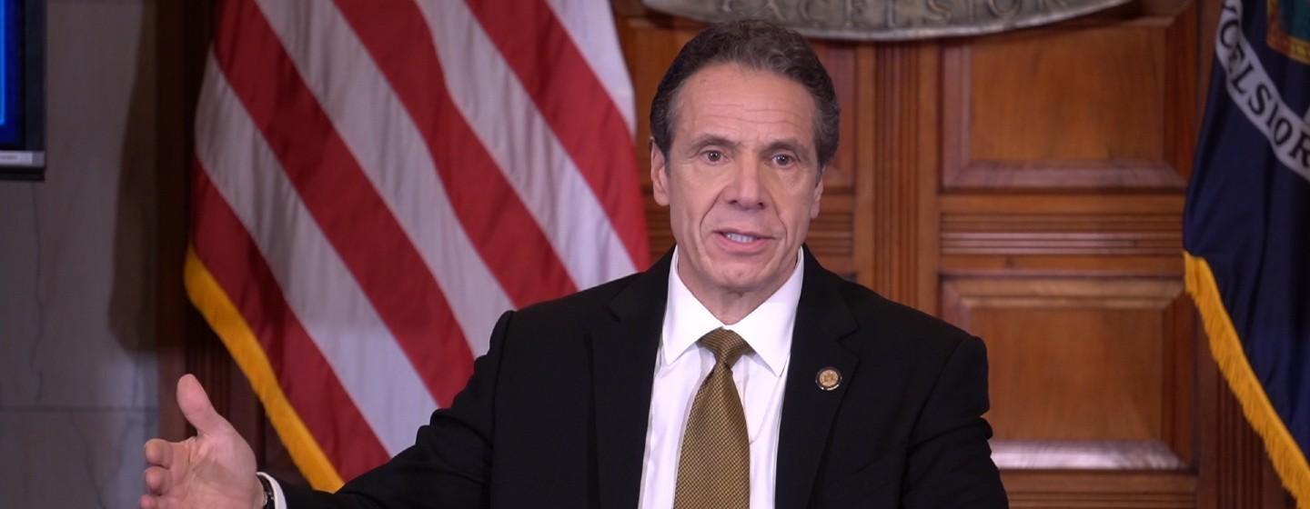 Gov. Andrew Cuomo speaks to reporters Thursday, March 12, 2020.