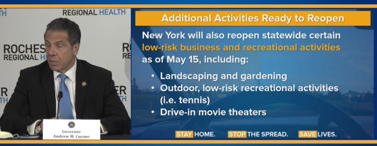 Gov. Cuomo gave an update on the regional reopening status Monday.