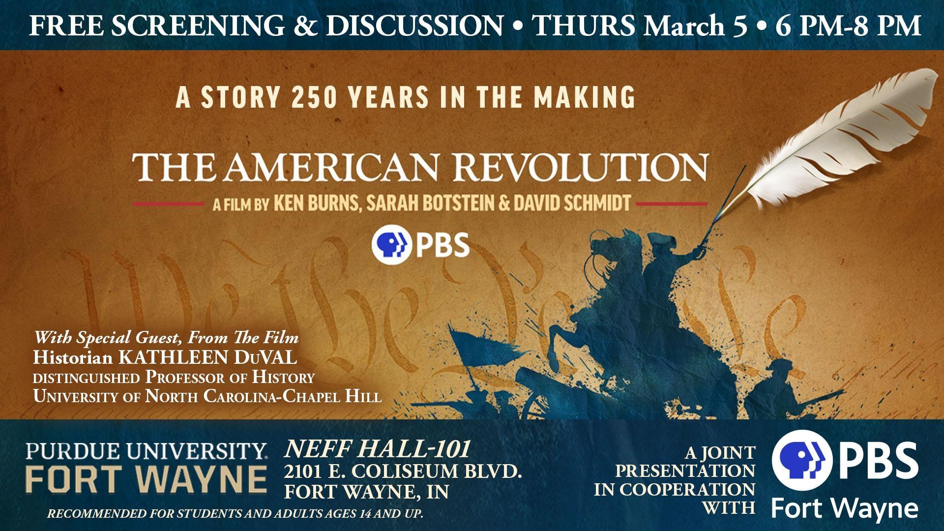 American Revolution-Free Screening-March 5-PFW-Neff 101