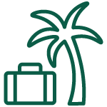 Palm tree and bag, vacation time icon