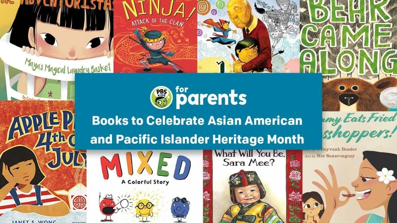 Collage of Asian American heritage books for kids