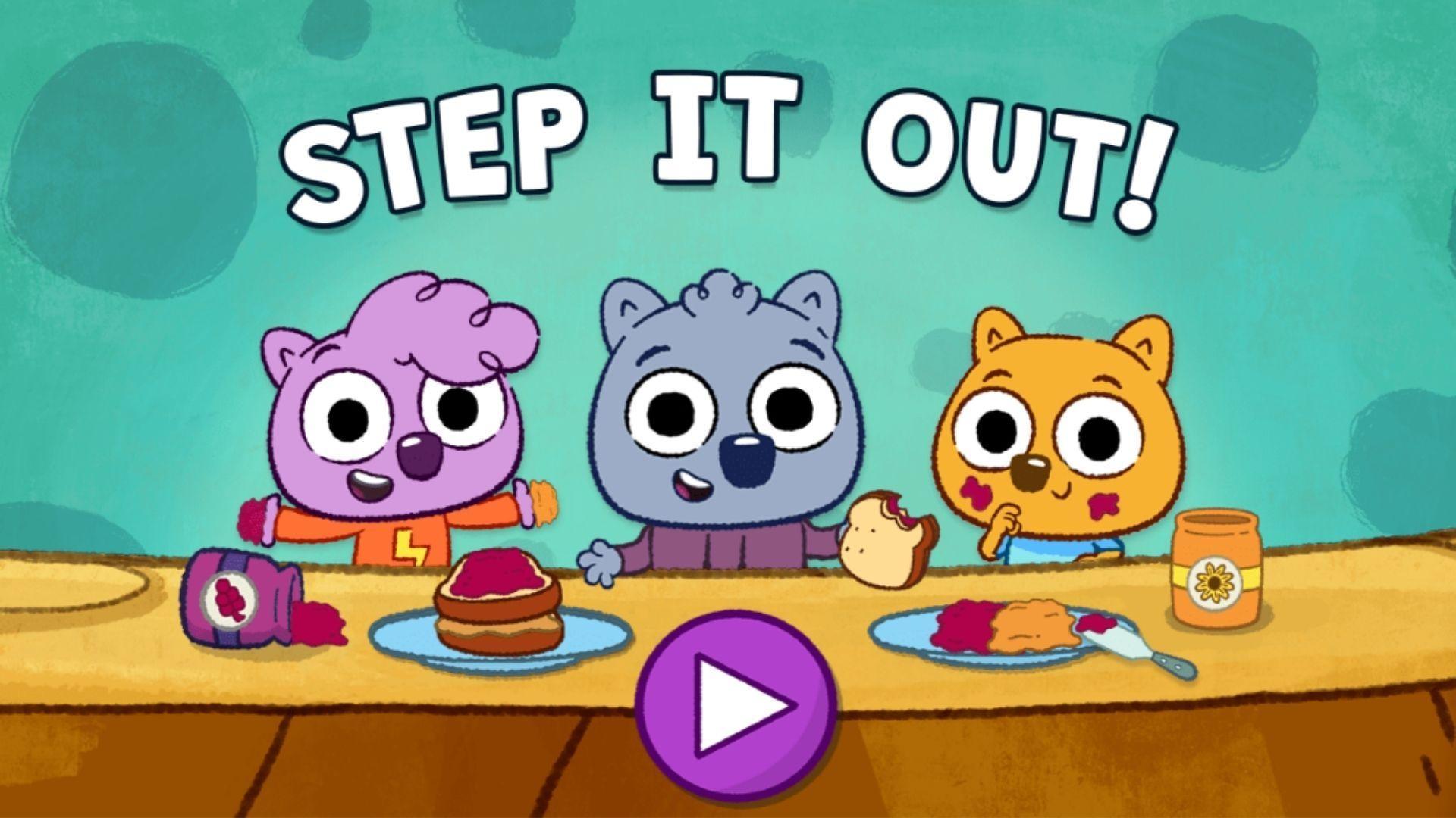 The start screen for the PBS KIDS game Step It Out!