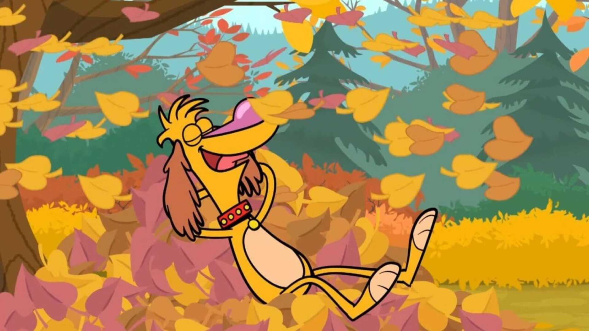 Nature Cat surrounded by autumn leaves