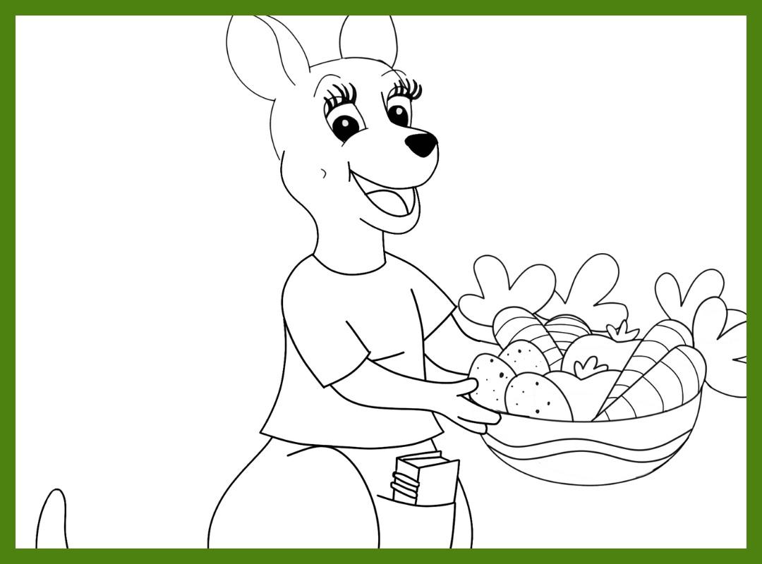 Download a coloring page of Read-a-Roo as a gardener.