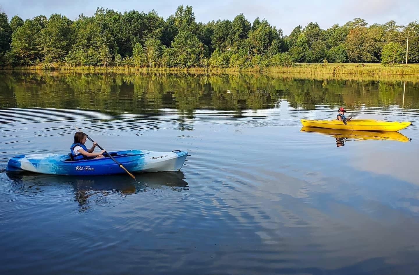 Kayakers at the NC Museum of Sciences' Contentnea Creek Location in Grifton, NC.