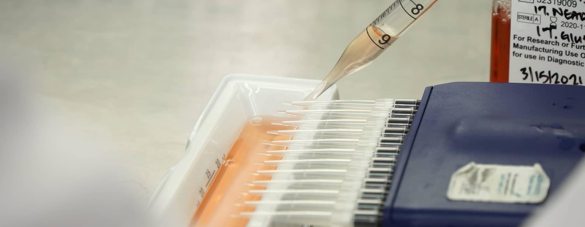 Pipettes in a tray