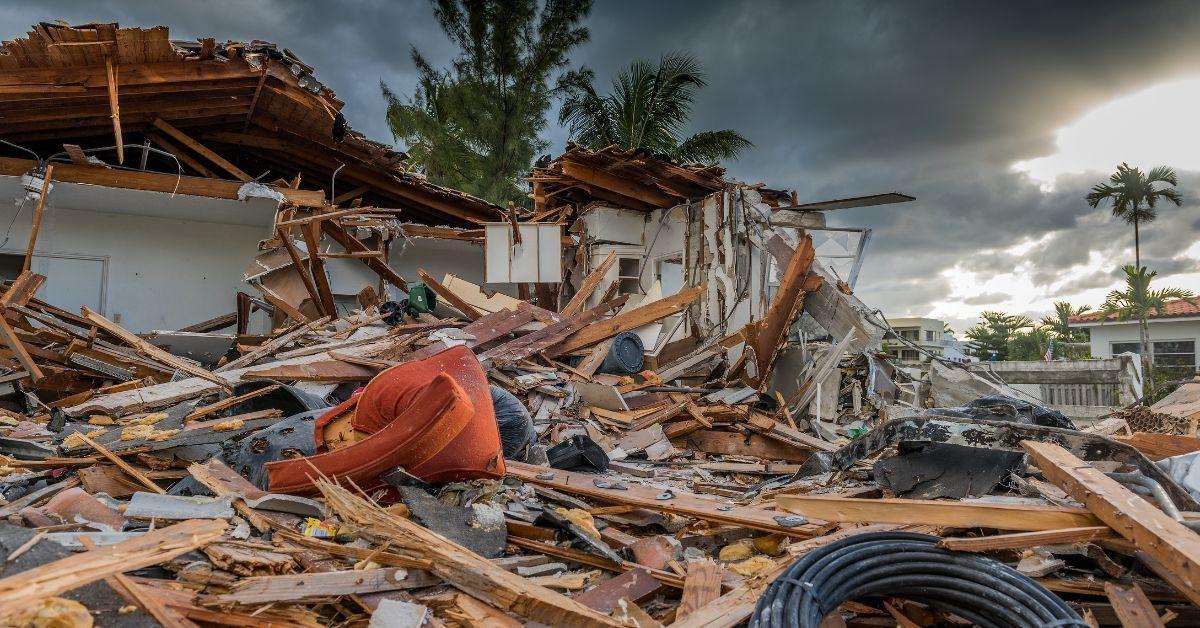 House ruble from a hurricane in southern USA.