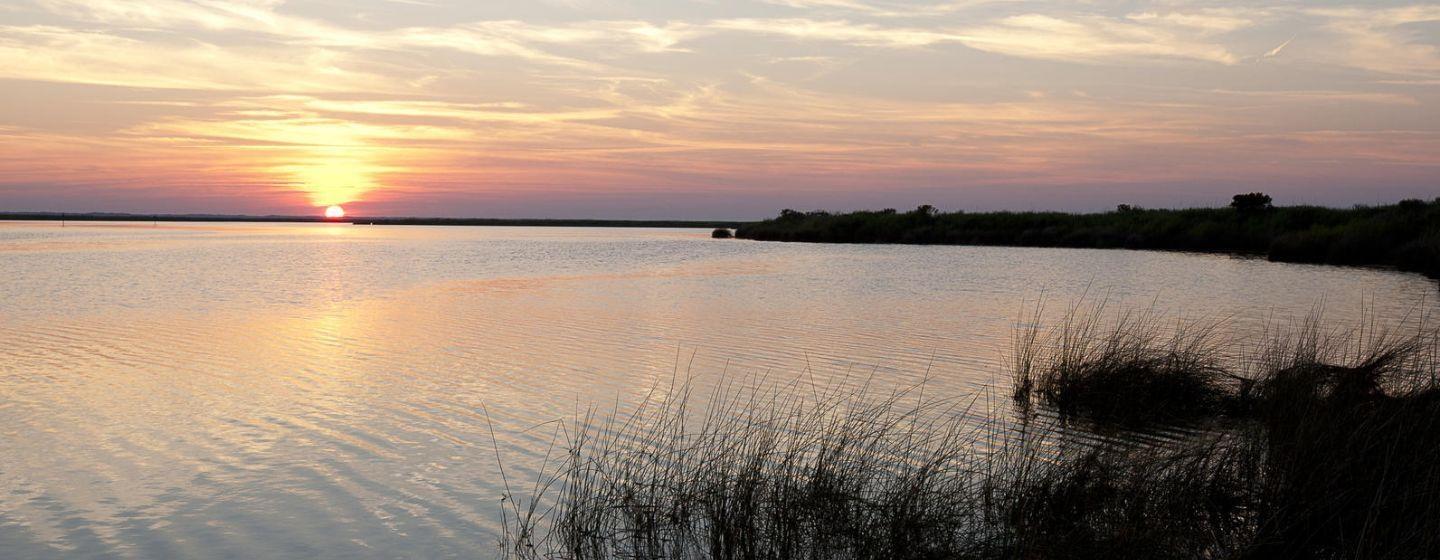 A peachy sunset at Pamlico Sound.