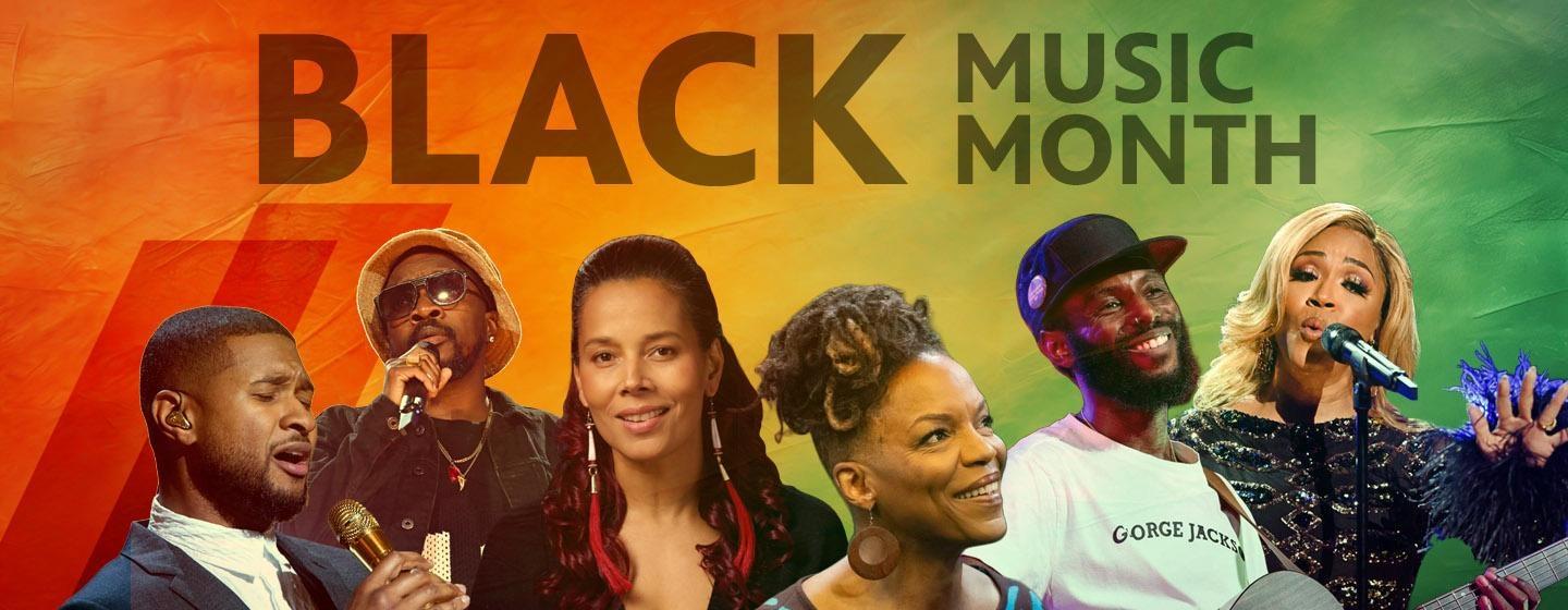 From left to right: Usher, as featured in "In Performance at the White House"; Anthony Hamilton as featured in "Gospel"; Rhiannon Giddens from "My Music with Rhiannon Giddens"; Nnenna Freelon as featured in "Shaped by Sound"; Sonny Miles as featured in "Shaped by Sound"; Erica Campbell as featured in "Gospel."